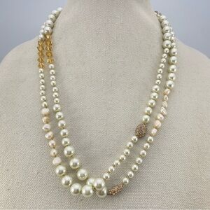 Vintage Chicos Freshwater Pearls Glass Pearls Beaded Long Necklace Boho Classic